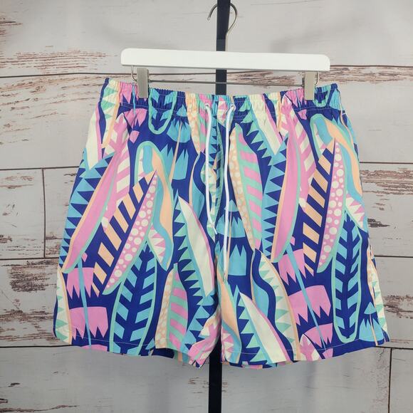 Boardies Men's Swim Trucks Shorts Retro Blue Pink Print Size XL - Picture 1 of 7